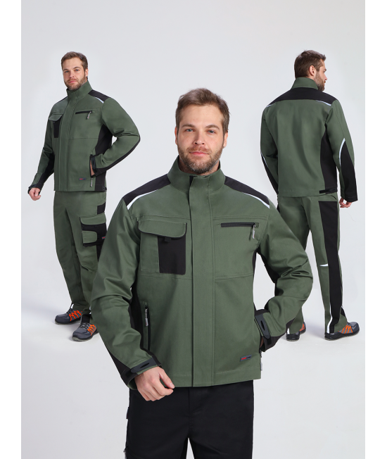 Куртка ProfLineLeader (тк.Хлопок/Спандекс,260), хаки/черный