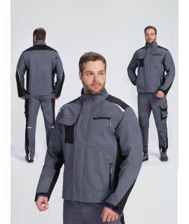 Куртка ProfLineLeader (тк.Хлопок/Спандекс,260), серый/черный