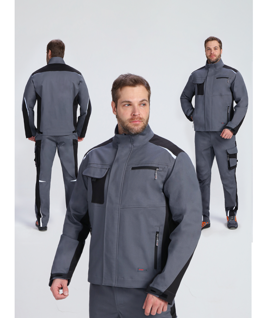 Куртка ProfLineLeader (тк.Хлопок/Спандекс,260), серый/черный
